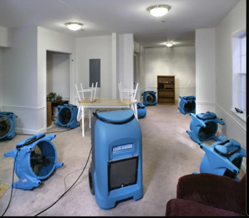 Air movers and dehumidifier setup for Water Extraction & Removal in Wahpeton